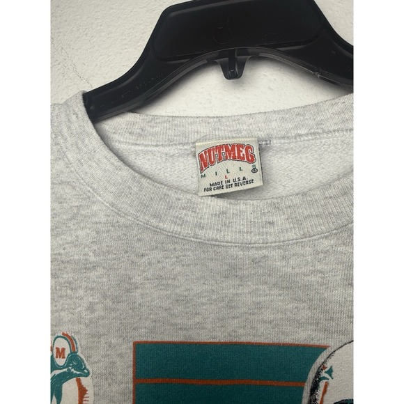 Vintage 90's Dan Marino Miami Dolphins Nutmeg Crewneck 1991 RARE Sz L NFL - Picture 5 of 9
